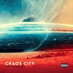 Techno Cover Artwork - for Electronic, Ambient Music - style Sci-Fi Style, Cinematic Style - in Blue, Orange Color