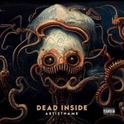 punk cover artwork - for Alternative Metal, Death Metal Music - style Dark Fantasy, Dark Surrealism - in Red, Orange Color