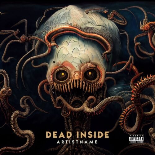 punk cover artwork - for Alternative Metal, Death Metal Music - style Dark Fantasy, Dark Surrealism - in Red, Orange Color