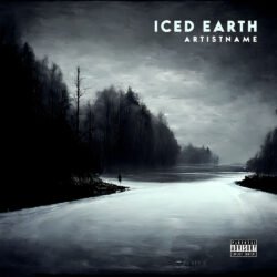 single cover art - for Black Metal, Doom Metal Music - style Dark Fantasy, Monochrome - in Black, Grey Color