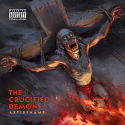 Thrash Metal Cover Art - for Black Metal, Death Metal Music - style Dark Fantasy, Dark Surrealism - in Red, Orange Color