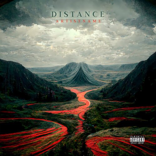 techno cover art - for Alternative Metal, Dark Ambient Music - style Cinematic Style, Dark Fantasy - in Red, Green Color
