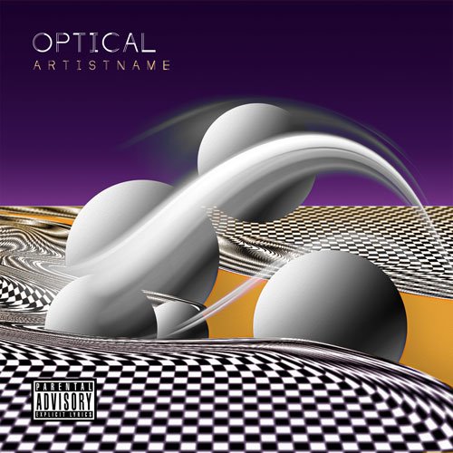Optical Abstract EDM Album Cover Art Design - for Ambient, Bass Music Music - style Abstract, Acid Graphics - in Purple, Orange Color