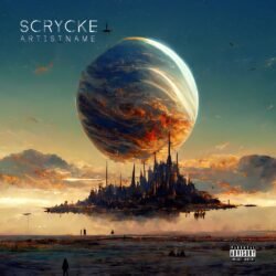 cover art for electronic music - for Ambient, Electronic Music - style Surrealist, Cinematic Style - in Blue, Orange Color