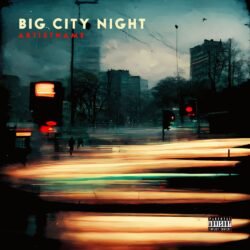 Indie Cover Art - for Lo-Fi, Ambient Music - style Impressionism, Cinematic Style - in Blue, Orange Color