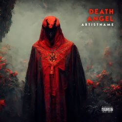 death metal cover artwork - for Thrash Metal, Heavy Metal Music - style Dark Fantasy, Cinematic Style - in Red, Black Color