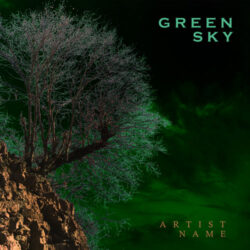 Green Sky Premade Rock Album Cover Art Design - For Ambient, Dark Ambient Music - Digital Art, Conceptual Art Style - In Green, Black Color