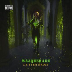 spotify cover art design - for Dark Electro, Darkwave Music - style Dark Fantasy, Cinematic Style - in Green, Black Color