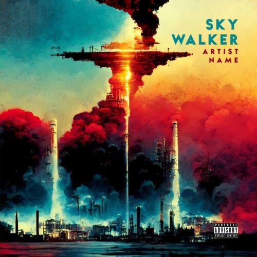 Album Cover Artwork Design - for Alternative Rock, Electronic Music - style Cinematic Style, Sci-Fi Style - in Red, Orange Color