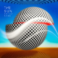The Sun premade surreal album cover art design - for Alternative Rock, Ambient Music - style Acid Graphics, Conceptual Art - in Blue, Red Color
