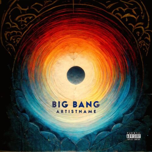 psychedelic album art - for Ambient, Alternative Rock Music - style Abstract, Action Painting - in Black, Blue Color