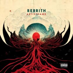 cover art for spotify - for Alternative Rock, Dark Pop Music - style Surrealist, Conceptual Art - in Red, Blue Color
