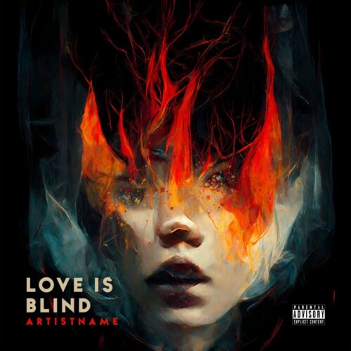 Love Is Blind - Premade Album Cover Art - Sci-Fi, Cyberpunk, Futuristic Style - in Black & Brown - for Synthwave, Cyberpunk, Electronic Music - featuring Cyborg, Robot - (Gloomy, Eerie Vibe)