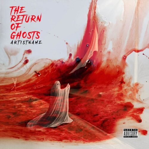 The Return Of Ghosts premade deathcore album cover art design - for Alternative Hip-Hop, Dark Pop Music - style Dark Surrealism, Conceptual Art - in Red, White Color