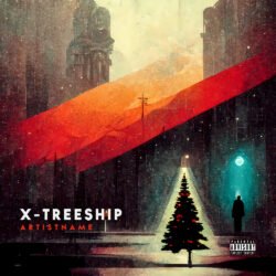 christmas cover art - for Alternative Rock, Ambient Music - style Collage, Conceptual Art - in Red, Yellow Color