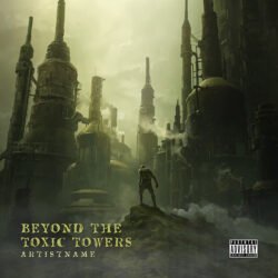 Industrial Cover Design - for Industrial, Dark Electro Music - style Cinematic Style, Dark Fantasy - in Green, Yellow Color