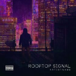 Satellite Album Cover - for Dark Synth, Electronic Music - style Cyberpunk, Photographic - in Purple, Blue Color