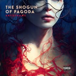 Japanese Album Covers - for Alternative Hip-Hop, Dark Pop Music - style Cinematic Style, Dark Fantasy - in Red, Blue Color