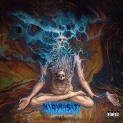 Meditation Music Cover Art - for Ambient, Dark Ambient Music - style Conceptual Art, Dark Fantasy - in Blue, Orange Color