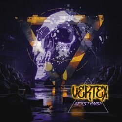 Spotify Album Cover - for Industrial, Dark Electro Music - style Cyberpunk, Glitch Art - in Purple, Yellow Color
