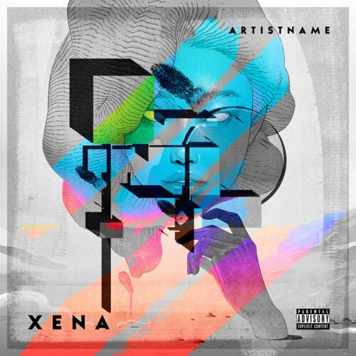 Apple Music Cover Art - for Alternative Hip-Hop, Dark Pop Music - style Acid Graphics, Collage - in Blue, Pink Color