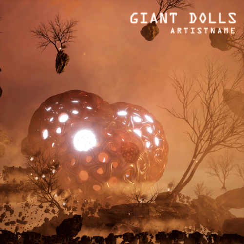 Album Poster Design - for Alternative Rock, Ambient Music - style Cinematic Style, Dark Fantasy - in Red, Orange Color