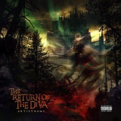 album cover art for music - for Symphonic Metal, Gothic Metal Music - style Dark Fantasy, Cinematic Style - in Green, Yellow Color