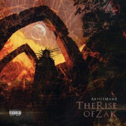 Modern Death Metal Cover Art - for Black Metal, Dark Ambient Music - style Dark Fantasy, Cinematic Style - in Red, Orange Color