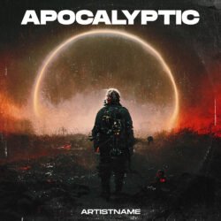 soundtrack album cover art - for Alternative Metal, Dark Ambient Music - style Cinematic Style, Dark Fantasy - in Red, Orange Color