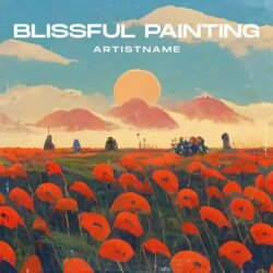 Dream Album Cover Art - for Ambient, Chillout Music - style Impressionism, Oil Painting - in Red, Yellow Color