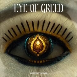 Eye Music Cover Art - for Dark Ambient, Dark Pop Music - style Conceptual Art, Dark Fantasy - in Yellow, Brown Color