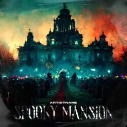 spooky album cover - for Gothic Metal, Dark Ambient Music - style Gothic Art, Dark Fantasy - in Black, Green Color