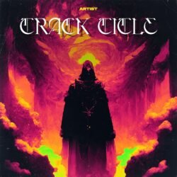 death album cover art - for Black Metal, Death Metal Music - style Dark Fantasy, Gothic Art - in Red, Orange Color
