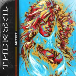 Psychedelic Cover - for Alternative Rock, Electronic Music - style Abstract, Action Painting - in Red, Orange Color