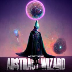 abstract wizard album cover art - for Ambient, Dark Ambient Music - style Abstract, Conceptual Art - in Purple, Blue Color