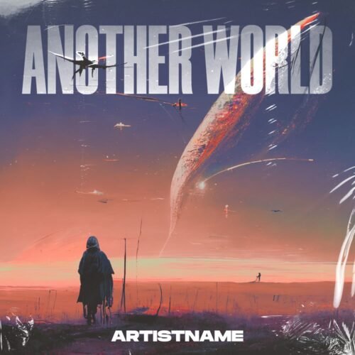 World album cover art - for Ambient, Dark Ambient Music - style Sci-Fi Style, Cinematic Style - in Red, Orange Color
