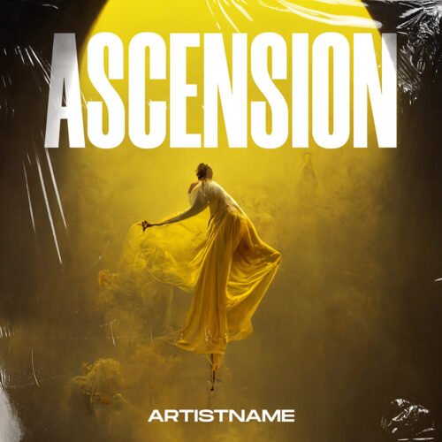 Ascension album cover art - for Ambient, Contemporary R&B Music - style Cinematic Style, Conceptual Art - in Yellow, Black Color