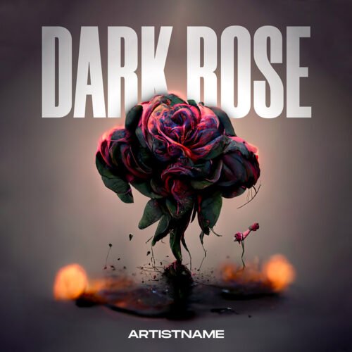 dark rose premade album cover art - for Dark Pop, Alternative Rock Music - style Dark Fantasy, Dark Surrealism - in Red, Pink Color