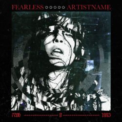 Fearless punk album cover art - for Alternative Metal, Dark Electro Music - style Acid Graphics, Brutalism - in Red, Black Color