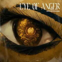 Eye Album Cover Art - for Alternative Metal, Heavy Metal Music - style Cinematic Style, Hyperrealism - in Yellow, Brown Color