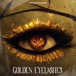Eye Album Cover Art - for Dark Pop, Ambient Music - style Dark Fantasy, Surrealist - in Yellow, Brown Color