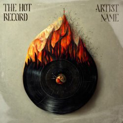 Hot Record Rock Album Cover Art - for Alternative Rock, Blues Music - style Conceptual Art, Expressionism - in Red, Orange Color