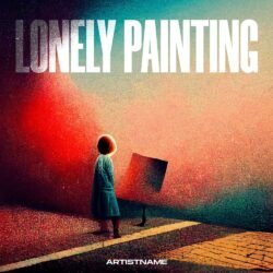 Lonely album cover art - for Alternative Rock, Ambient Music - style Abstract, Conceptual Art - in Red, Orange Color