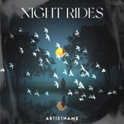 Soft rock album cover art - for Ambient, Chillwave Music - style Collage, Cinematic Style - in Blue, Yellow Color