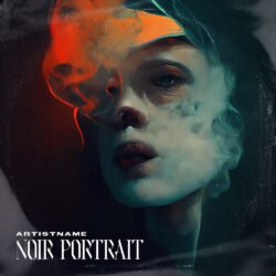 Portrait Album Cover Art - for Ambient, Dark Ambient Music - style Chiaroscuro, Cinematic Style - in Black, Grey Color