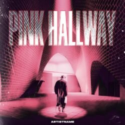 pink hallway album cover art - for Ambient, Darkwave Music - style Illustrated, Conceptual Art - in Pink, Red Color