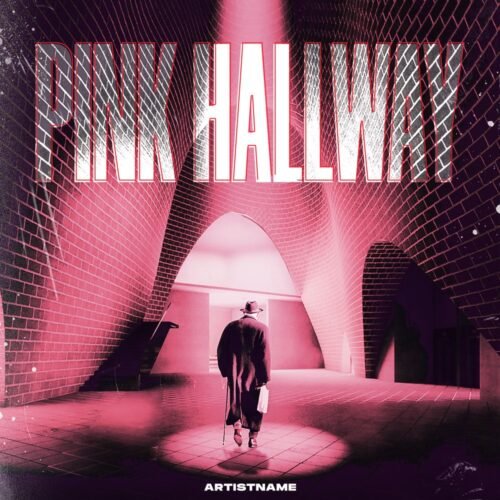 pink hallway album cover art - for Ambient, Darkwave Music - style Illustrated, Conceptual Art - in Pink, Red Color