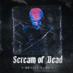 scream cover art - for Alternative Metal, Black Metal Music - style Acid Graphics, Dark Surrealism - in Black, Blue Color