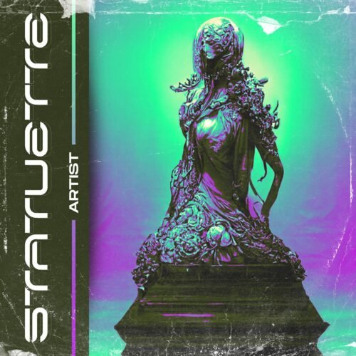 Creature Album Cover Art - for Dark Ambient, Gothic Metal Music - style Dark Fantasy, Surrealist - in Green, Purple Color