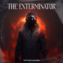 Metal Album Cover Art - for Aggrotech, Dark Ambient Music - style Cinematic Style, Dark Fantasy - in Red, Black Color
